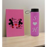 Bk Gift Sevgiliye Özel Isimli Pembe Defter ve Cam Matara Seti 5