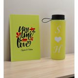 Bk Gift Sevgiliye Özel Isimli Sarı Defter ve Cam Matara Hediye Seti