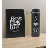 Bk Gift Sevgiliye Özel Isimli Siyah Defter ve Cam Matara Hediye Seti-10, Sevgiliye Hediye, Sevgililer Günü, Yeni iş hediyesi