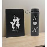 Bk Gift Sevgiliye Özel Isimli Siyah Defter ve Cam Matara Seti 11