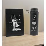 Bk Gift Sevgiliye Özel Isimli Siyah Defter ve Cam Matara Seti 5