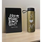 Bk Gift Sevgiliye Özel Isimli Siyah Defter ve Gold Cam Matara Hediye Seti-10, Sevgiliye Hediye, Sevgililer Günü, Yeni Iş Hediyesi