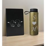 Bk Gift Sevgiliye Özel İsimli Siyah Defter ve Gold Cam Matara Hediye Seti 3 Sevgiliye Hediye Sevgililer Günü Yeni Iş Hediyesi