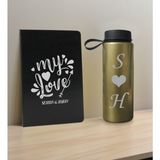 Bk Gift Sevgiliye Özel Isimli Siyah Defter ve Gold Cam Matara Seti 9