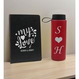 Bk Gift Sevgiliye Özel Isimli Siyah Defter ve Kırmızı Cam Matara Hediye Seti-9, Sevgiliye Hediye, Sevgililer Günü, Yeni iş hediyesi