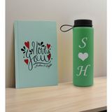 Bk Gift Sevgiliye Özel Isimli Su Yeşili Defter ve Yeşil Cam Matara Hediye Seti-13, Sevgiliye Hediye, Sevgililer Günü, Yeni Iş Hediyesi
