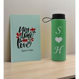 Bk Gift Sevgiliye Özel Isimli Su Yeşili Defter ve Yeşil Cam Matara Hediye Seti-15, Sevgiliye Hediye, Sevgililer Günü, Yeni Iş Hediyesi
