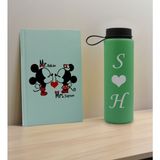 Bk Gift Sevgiliye Özel Isimli Su Yeşili Defter ve Yeşil Cam Matara Hediye Seti-5, Sevgiliye Hediye, Sevgililer Günü, Yeni Iş Hediyesi
