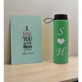 Bk Gift Sevgiliye Özel Isimli Su Yeşili Defter ve Yeşil Cam Matara Hediye Seti-7, Sevgiliye Hediye, Sevgililer Günü, Yeni Iş Hediyesi
