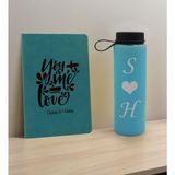 Bk Gift Sevgiliye Özel Isimli Turkuaz Defter ve Cam Matara Hediye Seti-15, Sevgiliye Hediye, Sevgililer Günü, Yeni Iş Hediyesi