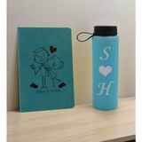 Bk Gift Sevgiliye Özel İsimli Turkuaz Defter ve Cam Matara Hediye Seti