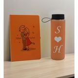 Bk Gift Sevgiliye Özel Isimli Turuncu Defter ve Somon Cam Matara Hediye Seti-10, Sevgiliye Hediye, Sevgililer Günü, Yeni Iş Hediyesi