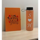 Bk Gift Sevgiliye Özel Isimli Turuncu Defter ve Somon Cam Matara Hediye Seti-13, Sevgiliye Hediye, Sevgililer Günü, Yeni Iş Hediyesi