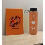 Bk Gift Sevgiliye Özel Isimli Turuncu Defter ve Somon Cam Matara Hediye Seti-14, Sevgiliye Hediye, Sevgililer Günü, Yeni Iş Hediyesi