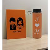 Bk Gift Sevgiliye Özel Isimli Turuncu Defter ve Somon Cam Matara Seti 1