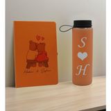 Bk Gift Sevgiliye Özel Isimli Turuncu Defter ve Somon Cam Matara Seti 3