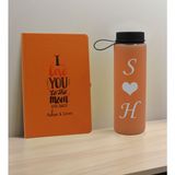 Bk Gift Sevgiliye Özel Isimli Turuncu Defter ve Somon Cam Matara Seti 7