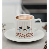 Bk Gift Sevimli Yüz Tasarımlı Mini Seramik Türk Kahvesi Fincanı, Renkli Eğlenceli Kahve Fincanı-6 - 001-Renkli - 100 ml