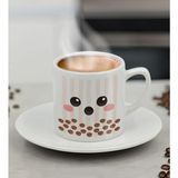 Bk Gift Sevimli Yüz Tasarımlı Mini Seramik Türk Kahvesi Fincanı, Renkli Eğlenceli Kahve Fincanı-8 - 001-Renkli - 100 ml