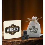 Bk Gift Tasarımlı Ahşap Bardak Altlığı ve 6’lı Granit Viski Taşı Hediye Seti - Model 4