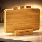 Bk Gift Triple 4 Parça Ayaklı Bambu Kesme Tahtası Seti 28 cm – Doğal Bambu Doğrama ve Sunum Tahtası - 1