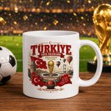 Bk Gift Türkiye Taraftar Temalı Dünya Futbol Kupası Tasarımlı Beyaz Kupa Bardak-1 Tek Yürek Milli Takım Ruhu - 1 Adet