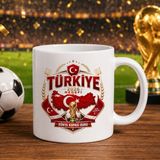 Bk Gift Türkiye Taraftar Temalı Dünya Futbol Kupası Tasarımlı Beyaz Kupa Bardak-2 Tek Yürek Milli Takım Ruhu - 1 Adet