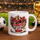 Bk Gift Türkiye Taraftar Temalı Dünya Futbol Kupası Tasarımlı Beyaz Kupa Bardak-3 Tek Yürek Milli Takım Ruhu - 1 Adet