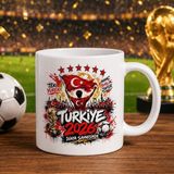 Bk Gift Türkiye Taraftar Temalı Dünya Futbol Kupası Tasarımlı Beyaz Kupa Bardak-4 Tek Yürek Milli Takım Ruhu - 1 Adet