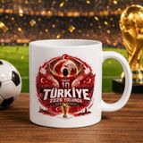 Bk Gift Türkiye Taraftar Temalı Dünya Futbol Kupası Tasarımlı Beyaz Kupa Bardak-6 Tek Yürek Milli Takım Ruhu - 1 Adet