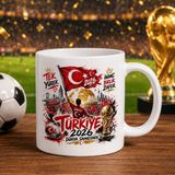 Bk Gift Türkiye Taraftar Temalı Dünya Futbol Kupası Tasarımlı Beyaz Kupa Bardak-8 Tek Yürek Milli Takım Ruhu - 1 Adet