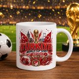 Bk Gift Türkiye Taraftar Temalı Dünya Futbol Kupası Tasarımlı Beyaz Kupa Bardak-9 Tek Yürek Milli Takım Ruhu - 1 Adet