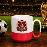 Bk Gift Türkiye Taraftar Temalı Dünya Futbol Kupası Tasarımlı Kırmızı Joyful Kupa Bardak-5 Tek Yürek Milli Takım Ruhu - 1 Adet
