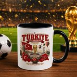 Bk Gift Türkiye Taraftar Temalı Dünya Futbol Kupası Tasarımlı Siyah Kupa Bardak-1 Tek Yürek Milli Takım Ruhu - 1 Adet