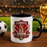 Bk Gift Türkiye Taraftar Temalı Dünya Futbol Kupası Tasarımlı Siyah Kupa Bardak-5 Tek Yürek Milli Takım Ruhu - 1 Adet