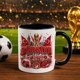 Bk Gift Türkiye Taraftar Temalı Dünya Futbol Kupası Tasarımlı Siyah Kupa Bardak-9 Tek Yürek Milli Takım Ruhu - 1 Adet - 001 - Beyaz