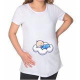 BK Gift Uyuyan Bebek Tasarımlı Beyaz Hamile Tişört-1