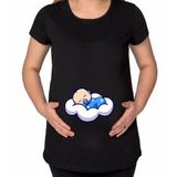 BK Gift Uyuyan Bebek Tasarımlı Siyah Hamile Tişört-1