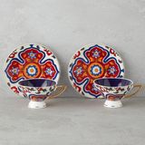 Bk Gift Willow New Bone China 4 Parça 2 Kişilik Kahve Fincan Takımı 90 ml Renkli – Şık ve Zarif Fincan Seti