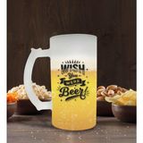 Bk Gift Wish You Were Beer Tasarımlı Buzlu Cam Bira Bardağı 50CL-1