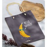 Bk Gift Yaz Temalı Antrasit Halat Saplı Kumaş Plaj Çantası -11 Baskılı Omuz Çantası