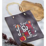 Bk Gift Yaz Temalı Antrasit Halat Saplı Kumaş Plaj Çantası -14 Baskılı Omuz Çantası