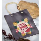 Bk Gift Yaz Temalı Antrasit Halat Saplı Kumaş Plaj Çantası -16 Baskılı Omuz Çantası