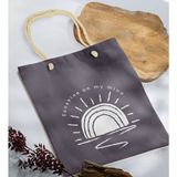 Bk Gift Yaz Temalı Antrasit Halat Saplı Kumaş Plaj Çantası -22 Baskılı Omuz Çantası