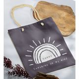 Bk Gift Yaz Temalı Antrasit Halat Saplı Kumaş Plaj Çantası -24 Baskılı Omuz Çantası
