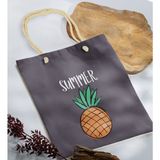 Bk Gift Yaz Temalı Antrasit Halat Saplı Kumaş Plaj Çantası -4 Baskılı Omuz Çantası