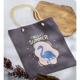 Bk Gift Yaz Temalı Antrasit Halat Saplı Kumaş Plaj Çantası -7 Baskılı Omuz Çantası