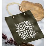 Bk Gift Yaz Temalı Haki Halat Saplı Kumaş Plaj Çantası -1 Baskılı Omuz Çantası