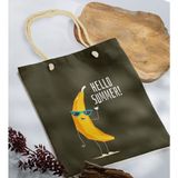 Bk Gift Yaz Temalı Haki Halat Saplı Kumaş Plaj Çantası -11 Baskılı Omuz Çantası