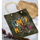 Bk Gift Yaz Temalı Haki Halat Saplı Kumaş Plaj Çantası -13 Baskılı Omuz Çantası